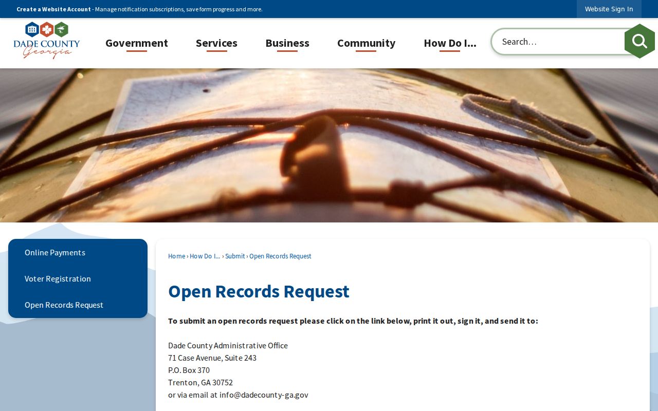 Dade County Open Records Request instructions