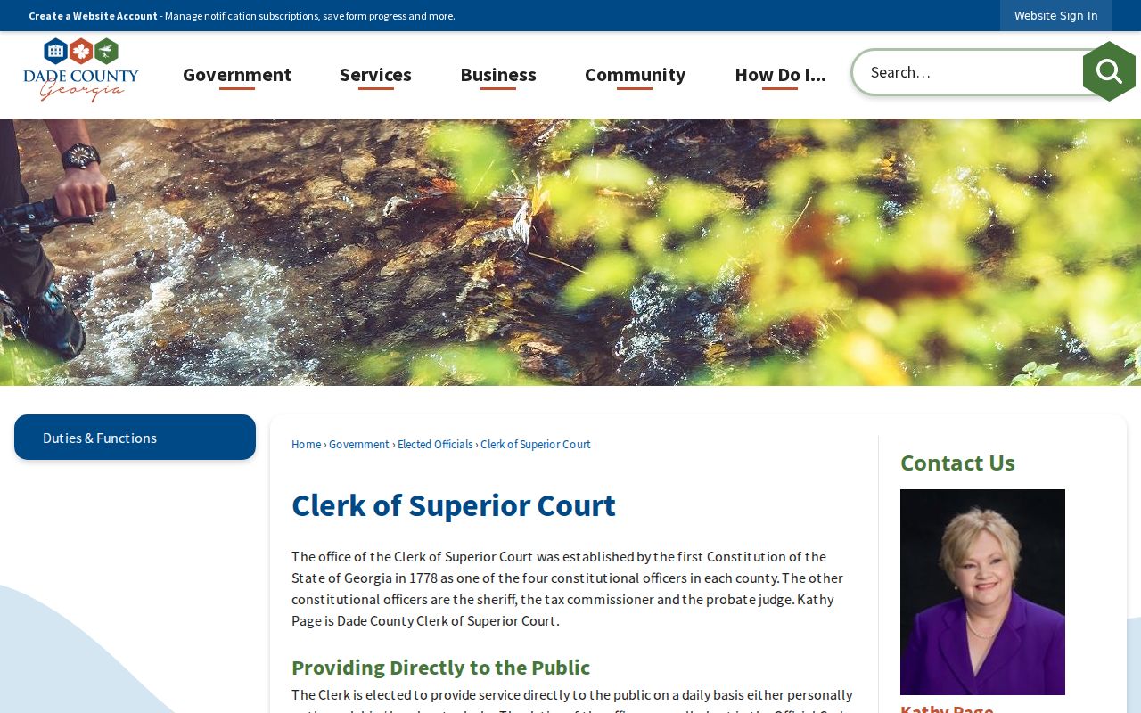 Dade County Clerk of Superior Court contact information
