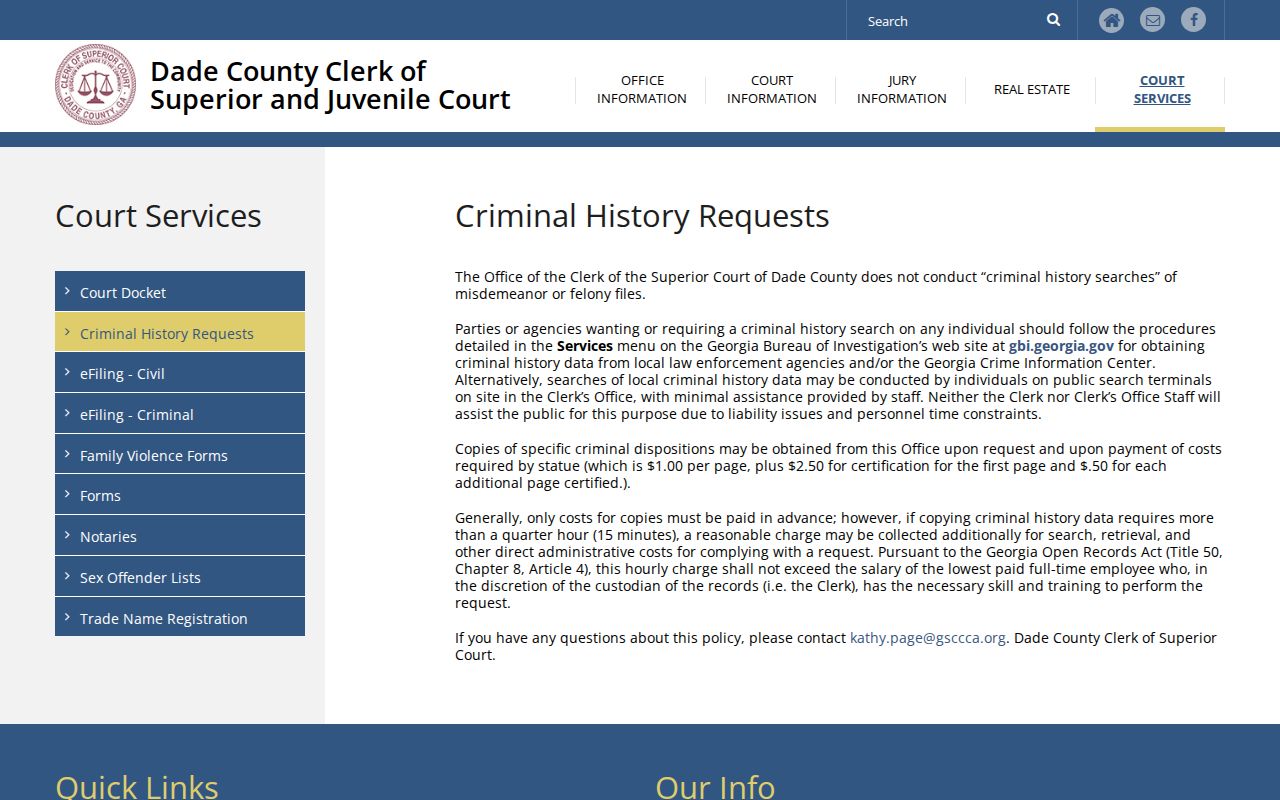Dade County Clerk public terminal and disposition instructions