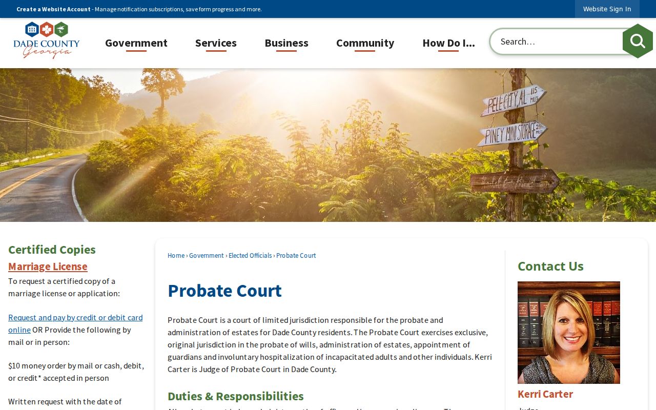 Dade County Probate Court traffic and court-of-record information