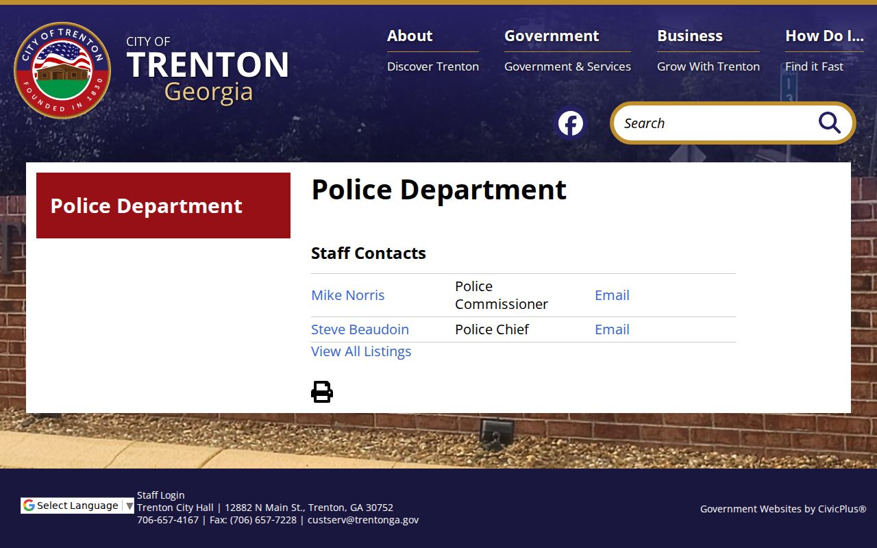 Official Trenton Police Department web page