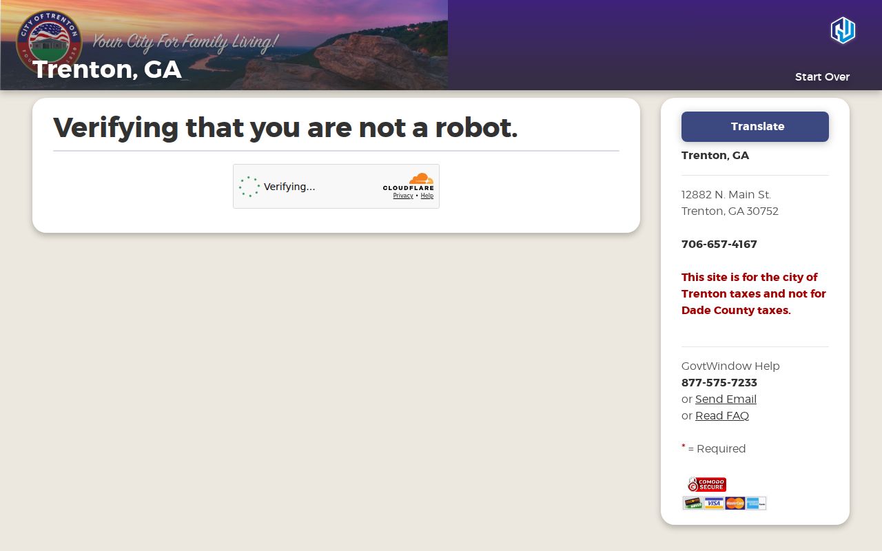 Trenton traffic ticket portal CAPTCHA verification screen