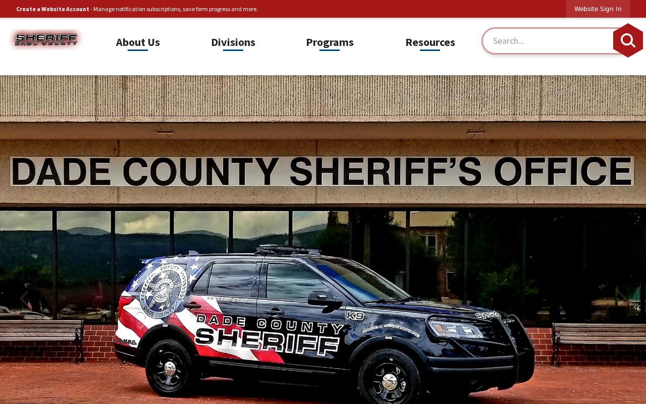 Dade County warrant records Sheriff contact page